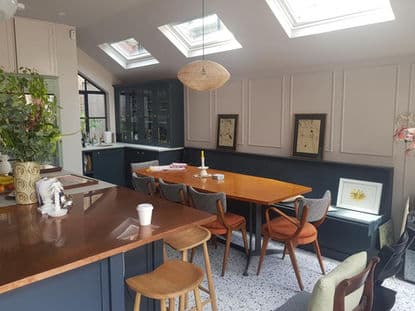 Side return kitchen transformation with rooflights in London