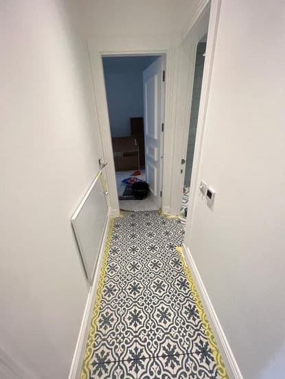 Post-renovation decoration with freshly painted walls and woodwork in London